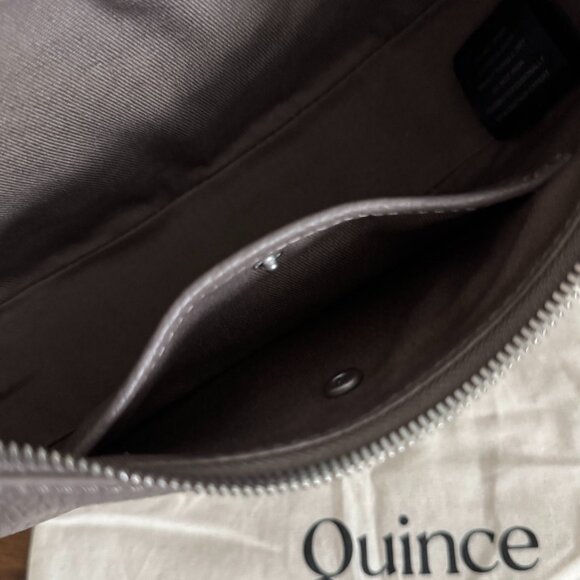 Quince - Italian Leather Mini Crescent Shoulder Bag in Taupe - Picture 12 of 13